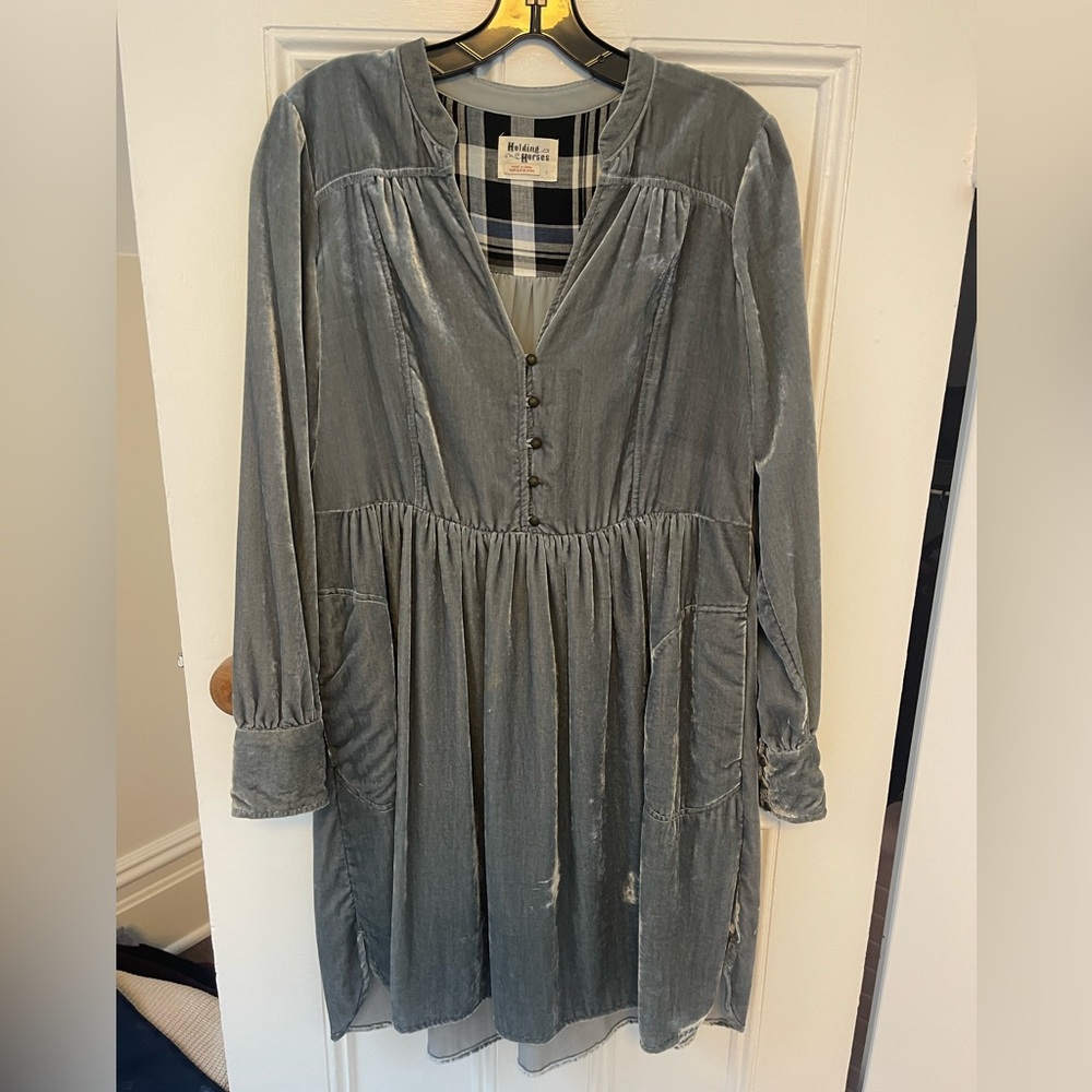 Anthropologie velvet long sleeve dress